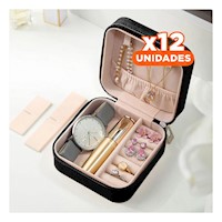 Pack12 Organizador de Joyas Mini Portatil Negro con Interior Suave